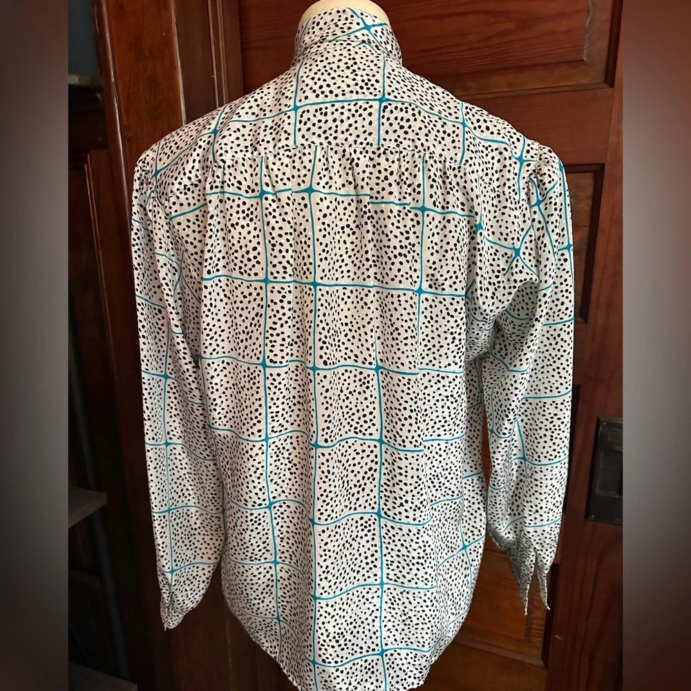VINTAGE Alfred Dunner Pussybow Graphic Blouse Sz S/M - Picture 7 of 10